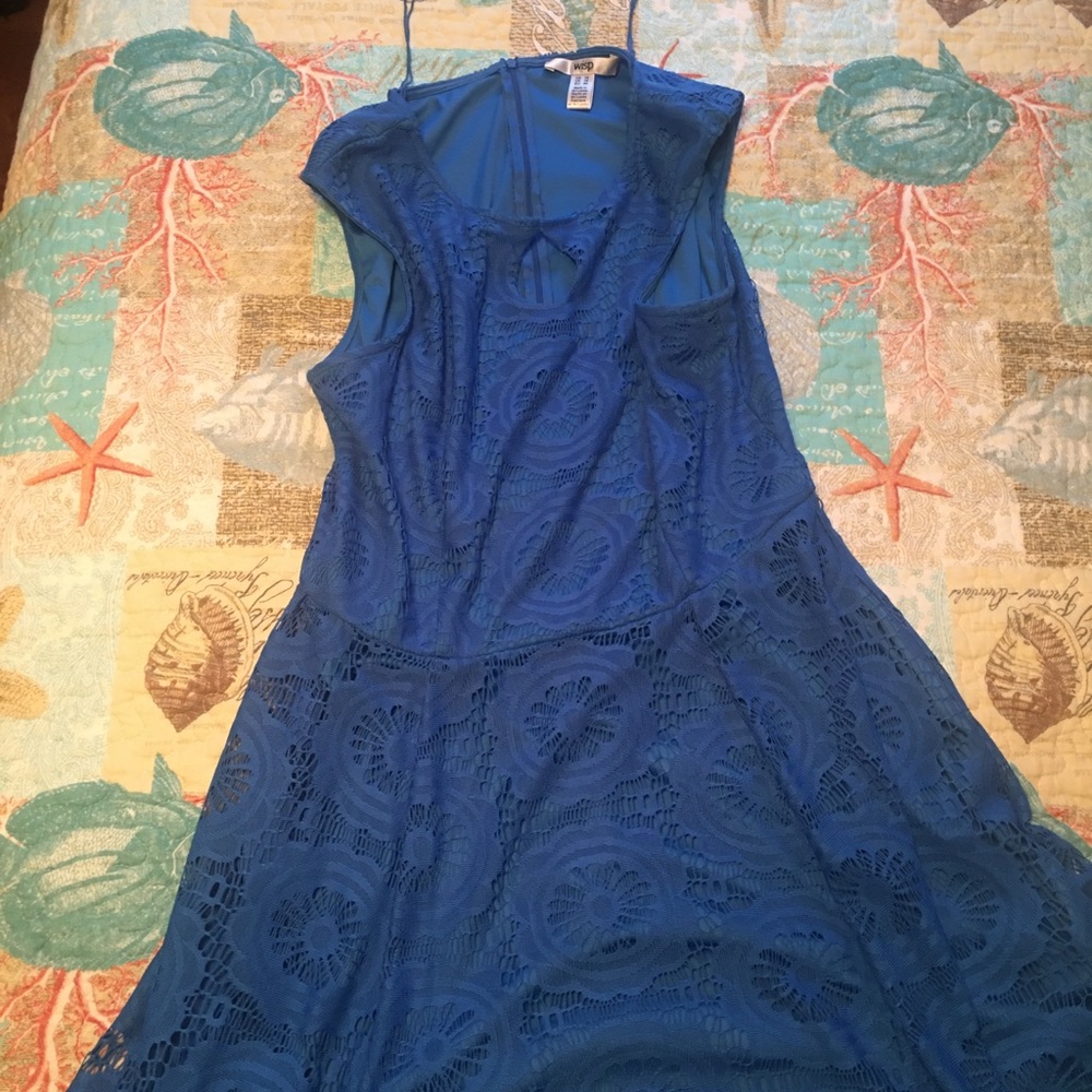 Wisp blue dress with flower pattern